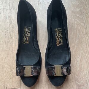 Ferragamo Black Bow Heels